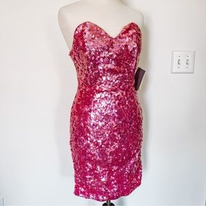NWT Modi | Vintage Pink Sequin Strapless Mini Dress